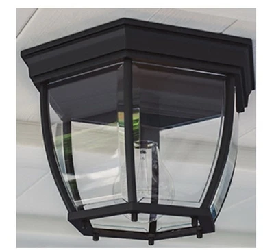 Kenroy Dural 11” Black-Clear Glass Flush Mount Low Profile Ceiling Light Fixture - Image 1 of 4