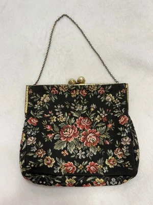Bolso de mano pequeño vintage Pogues, Cincinnati, tapiz floral, hecho en Francia Foto 1 de 4