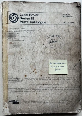 Land Rover Series III - Parts Catalogue RTC9007C 1977 - Image 1 of 4