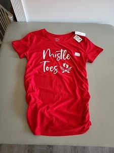 Time and Tru Womens Maternity Mistle Toes Graphic Tee Red M (8-10) NWT - Picture 1 of 14