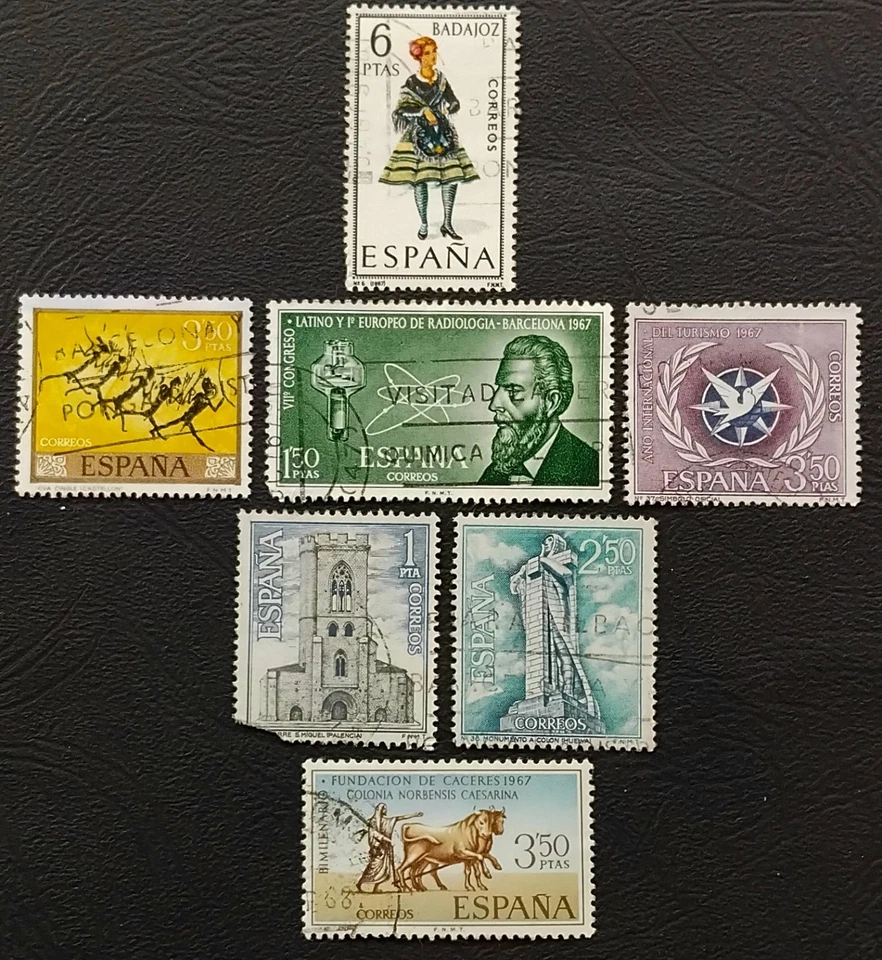 Lot de 7 timbres usagés. Poste espagnole 1967. - Photo 1/1