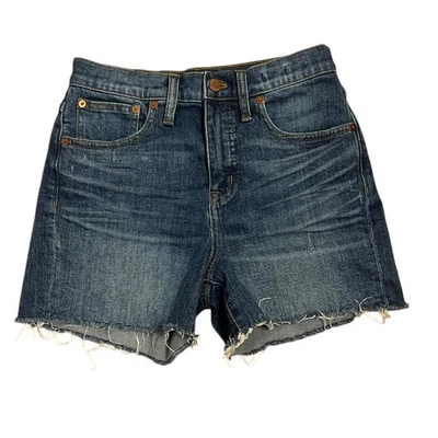 Pantalones cortos de mezclilla Madewell tiro alto lavado medio dobladillo cortado talla 25 Foto 1 de 4