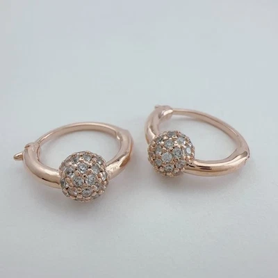 1 par de aretes tipo argolla Huggie enchapados en oro rosa pavé brillante circonita cúbica 288294 circonitas Foto 1 de 4