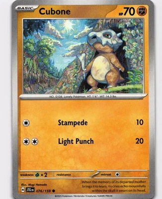 Cubone Common SV09: Journey Together 076/159 NM Pokemon - Image 1 of 2