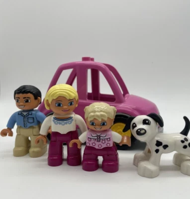 Lego Duplo Coche Rosa Con 4 Figuras Familia Mamá Papá Niño Perro 2012 Foto 1 de 4