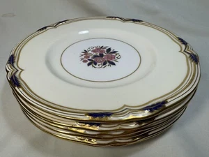 (6) Minton for Tiffany & Co Pink Floral/Gold on Cream 8.75 Inch LUNCHEON PLATES - Picture 1 of 11