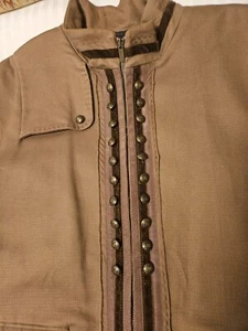 BCBGMaxAzria $398 Long Lined Military Belted Tan Coat Medium Olive Green - Picture 1 of 24