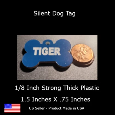Pet Tags Silent Dog Tags Bone shaped Tag Personalized Engraved - Image 1 of 3