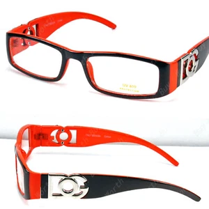 New Rectangular Clear Fake Lens Eye Glasses Fashion Frame Designer Brown Orange - Picture 1 of 2