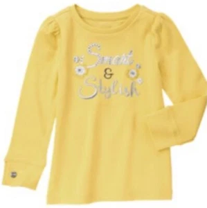 NWT Girls 3 Gymboree BRIGHT OWL Cotton Yellow/Gray ‘SMART & STYLISH’ Top Shirt - Picture 1 of 1
