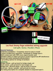 LP Studio Solderless Jimmy Page Wiring Upgrade - LONG Shaft Pots / SHORT Switch - Picture 1 of 8