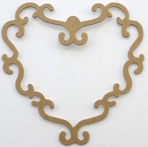 {6} ZIERLICHE SPITZENHERZEN - nacktes Herz Spanplatten Stanzteile - 4 1/2" - Bild 1 von 1