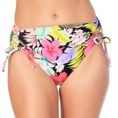 California Waves Tropical Pink Floral Cinched Side Bow Bikini Bottoms Size M - Image 1 of 4