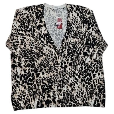 Cárdigan Avenue para mujer talla 18/20 negro tostado blanco leopardo carrera oficina nuevo con etiquetas Foto 1 de 4