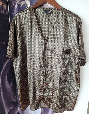 Alexander Del Rossa Men's Satin Short Sleeve Button Pajama Shirt (only) Size XL - Image 1 of 4