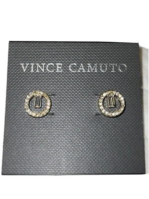 Vince Camuto Nuevo Par de Pendientes Cristal Estrás Tono Dorado Nuevo Con Etiquetas Foto 1 de 4