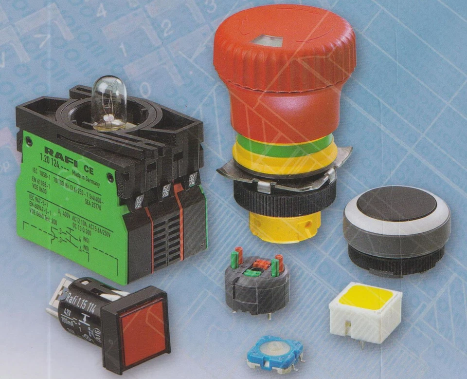 Interruttore e pulsanti, tappi e montature RAFI