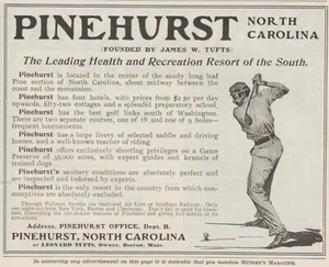 PUBLICIO DE GOLF DE COLECCIÓN PINEHURST NORTH CAROLINA 1906 HOTELES $2,50 POR DÍA - Imagen 1 de 2