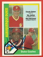 VON JOSHUA - 1990 Albuquerque Dukes CMC #28  Minor League Coach Autographed Card