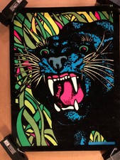 Fang Original Vintage Blacklight Poster Velvet Pin Up 1975 Flocked Tigers Animal