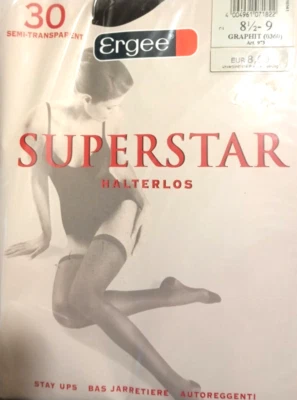 2 x  Ergee Halterlose Strümpfe Stay Ups "Superstar" 30den Graphit 8,5-9 / 35-37 - Bild 1 von 2