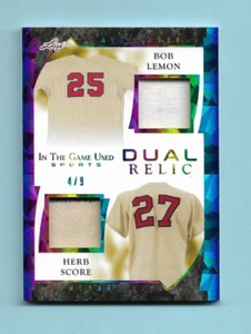2022 Leaf ITG Rainbow Dual Relic JERSEY Card! Bob Lemon & Herb Score! SP#4/9! - Picture 1 of 2