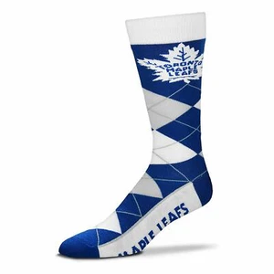 Toronto Maple Leafs Hockey Blue & White Argyle Lineup Crew Dress Socks - Picture 1 of 1