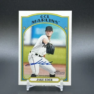 2021 Topps Heritage Minor League Jake Eder Real One Auto #ROA-JE Sox / Marlins - Foto 1 di 2
