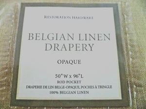 1 RESTORATION HARDWARE BELGIAN LINEN DRAPERY BEIGE OPAQUE PANEL CURTAIN 50X96 - Picture 1 of 5