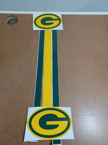 Green Bay Packers Custom Green/Yellow Football Helmet Decals Full Size 20 mils Cover