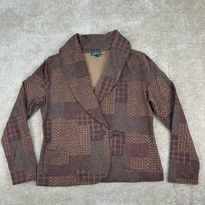 LRL Lauren Jeans Co womens Jacket L Blazer faux Patchwork Equestrian Buckle - Picture 1 of 15