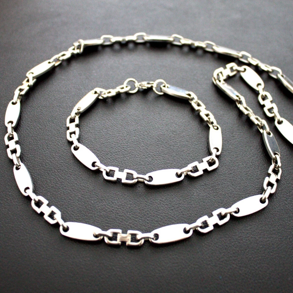 Plate Chain Set Stainless Steel Silver 4-10.5mm Plate Chain + Bracelet Plates - Image 1 of 1