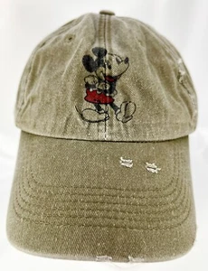Baseballkappe MICKEY MOUSE olivgrün abgenutzt Größe Erwachsene Riemen Disney Parks - Bild 1 von 6