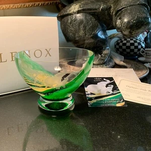 Lenox by Caithness Scotland Elephants Pride Hand Crafted 7 3/8" Glass Bowl w/COA - Picture 1 of 13