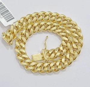 Mens Real 14k Gold Bracelet 8mm 7.5 inch Miami Cuban Link Box Clasp Strong 14 KT - Picture 1 of 8