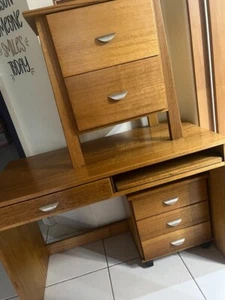 Study desk with under desk drawers, overhead shelves and bed side table - Picture 1 of 2