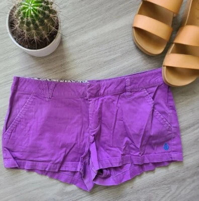 Womens Volcom Chino Shorts Sz 7 Purple - Image 1 of 4