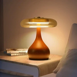 Wooden Table Lamps for Living Room - Farmhouse Lamps for Night Stands with Ad... - Picture 1 of 6