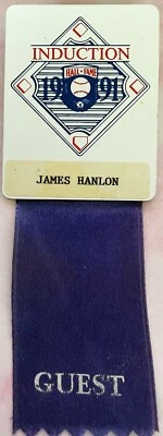 BASEBALL HALL OF FAME-1991 INDUCTION-SPECIAL GUEST BADGE-ROD CAREW-GAYLORD PERRY - Image 1 of 2