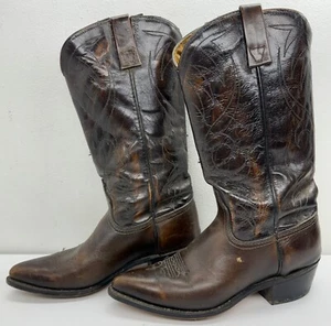 Vintage Women’s ACME Western Cowboy Riding Boots Size 7M Brown Leather Mid-Calf - Picture 1 of 18