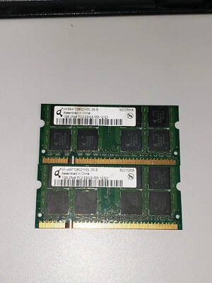 2 Qimonda HYS64T128021HDL-3S-B 1GB PC2-5300S DDR2 667 SODIMM  2 X 1GB RAM (T51) - Image 1 of 2