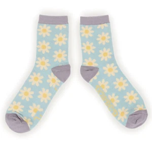Powder - Ice Blue Daisy Ankle Socks with Presentation Gift Bag - Picture 1 of 3