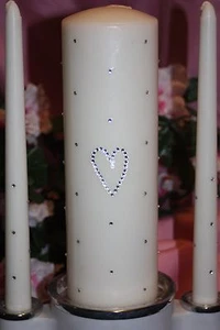 Weißes Herz Hochzeit Einheit Kerzen-Set mit Verjüngungen FARBE wählen - Bild 1 von 5