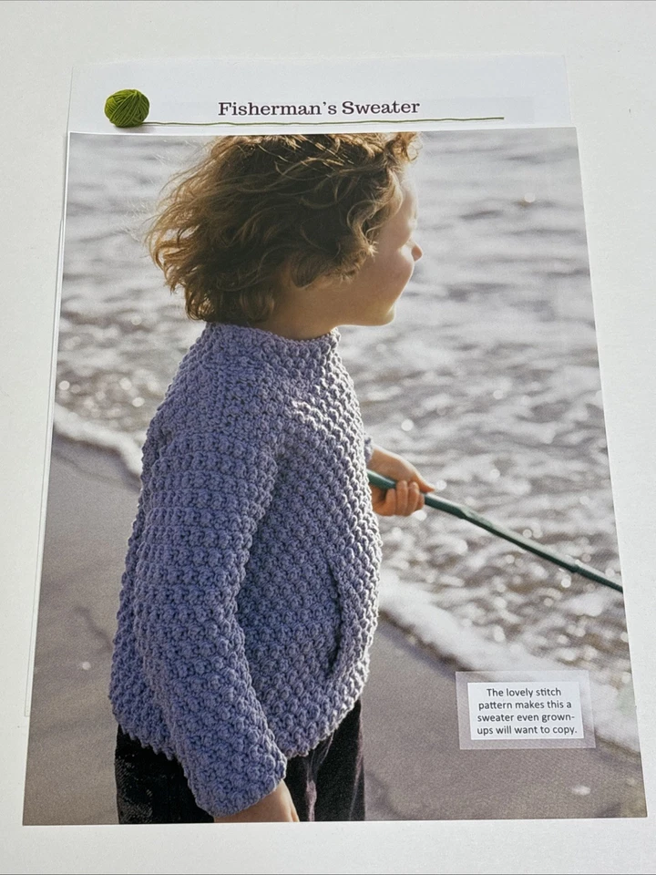 Fisherman's Sweater Child Size Crochet Pattern Page From Book - Image 1 of 3