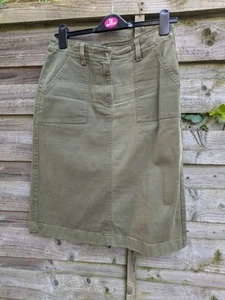 Olive Green Denim Skirt Cotton Like Size UK 12-14 - Picture 1 of 3