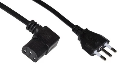 CAVO ALIMENTAZIONE SPINA ITALIANA TRIPOLARE 10 A - PRESA 90 GRADI IEC MT.1.8 - Immagine 1 di 2
