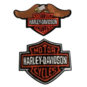 Harley Davidson Patch Wings Down and Shield Chenille Med NEU 2er Set - Bild 1 von 11