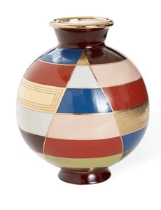 Vaso Jonathan ADLER Torino righe oro opaco e lucido NUOVO IN SCATOLA ritirato - Foto 1 di 8