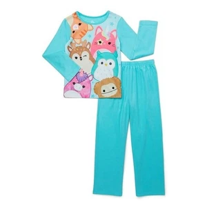Squishmallows Girl's Character Soft Long-Sleeved Mint Green Pajama Set - Picture 1 of 2