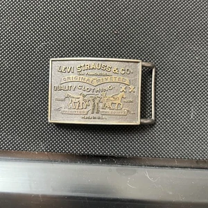 Vintage 1970s 70s Levi Strauss & Co. Brass Belt Buckle Levi’s Made in USA - Picture 1 of 6